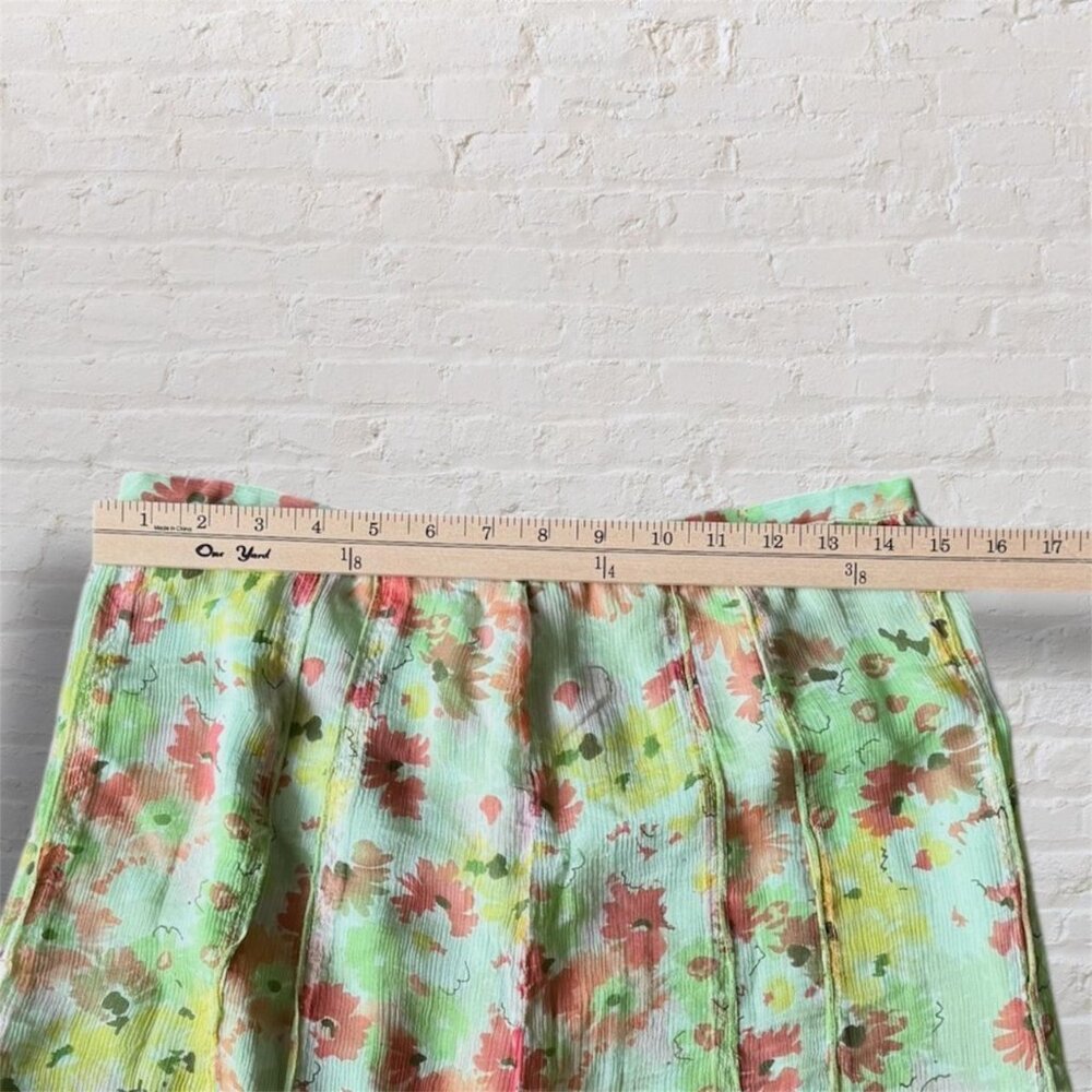 Sunny Leigh Fairycore Pastel Green Floral 100% Silk Skirt - Women's Size 6 - Picture 6 of 6
